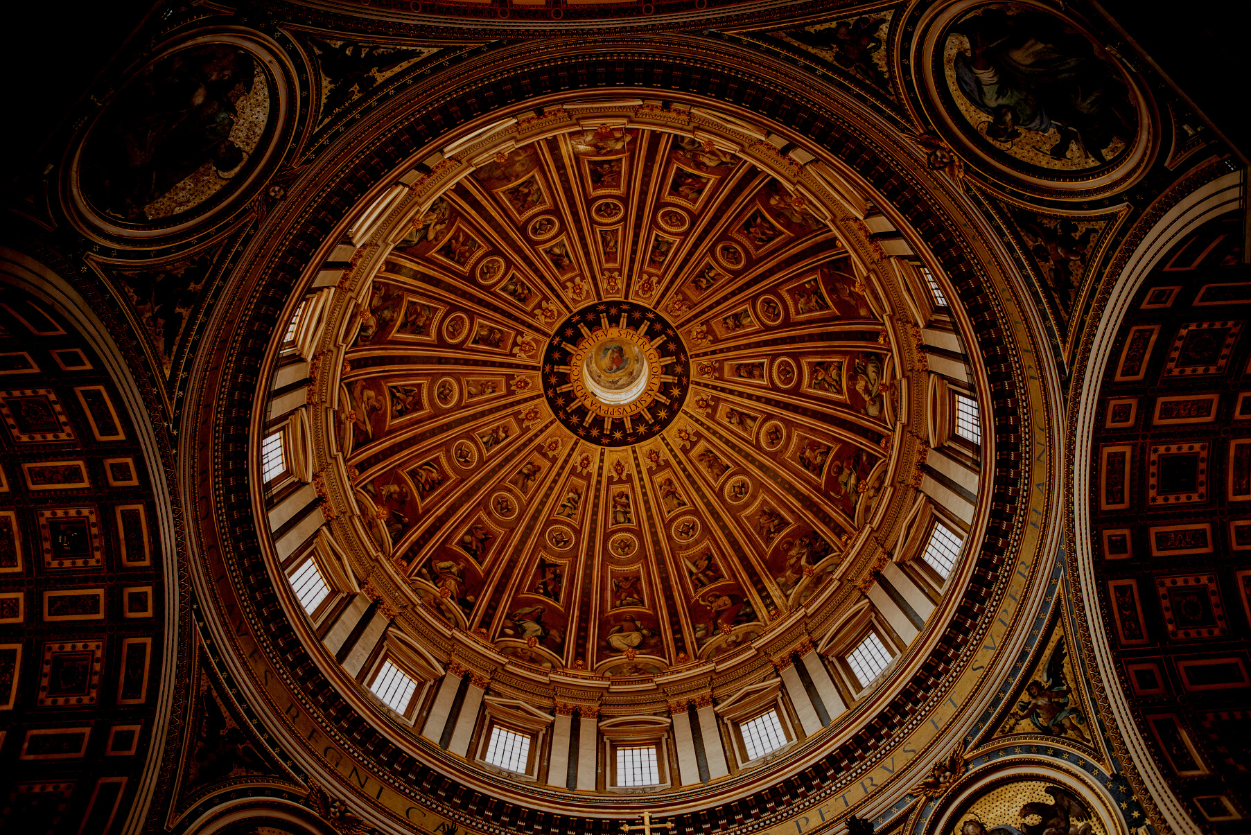 Majestic dome interior with frescos of saints